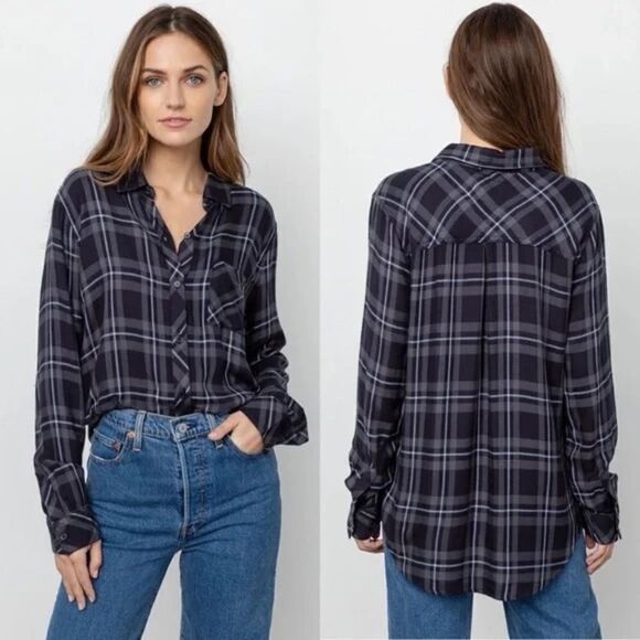 Rails Hunter Plaid Shirt in Grey Midnight Sky Size XS - Picture 1 of 6